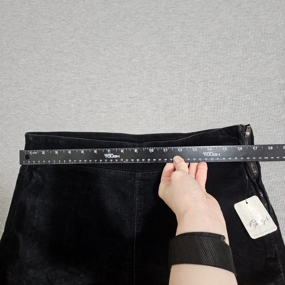 Free‎ People Corduroy Flare Pull On Pants High Rise Side Zip Black Womens L NWT